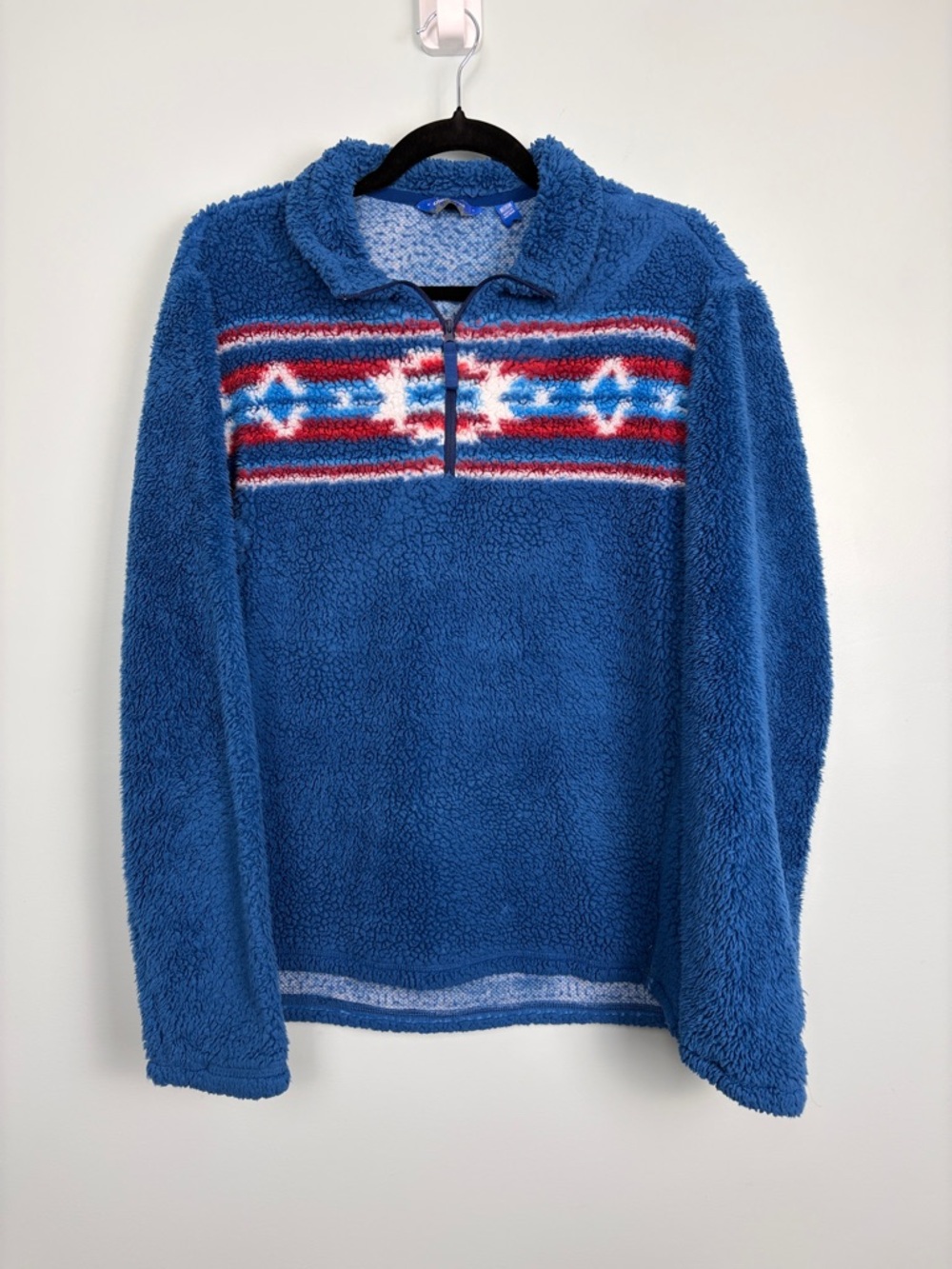 Chubbies Sherpa Blue Aztec 1/4 Zip Pullover Sweater Men’s Size Medium Polyester